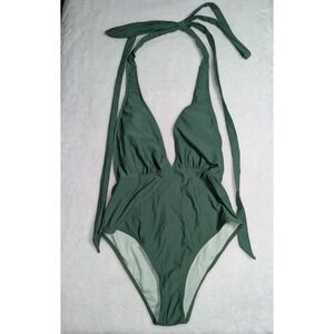 Cupshe Womens Forest Green Plunging Halter One Piece Swimsuit DAA12E3C001RR M